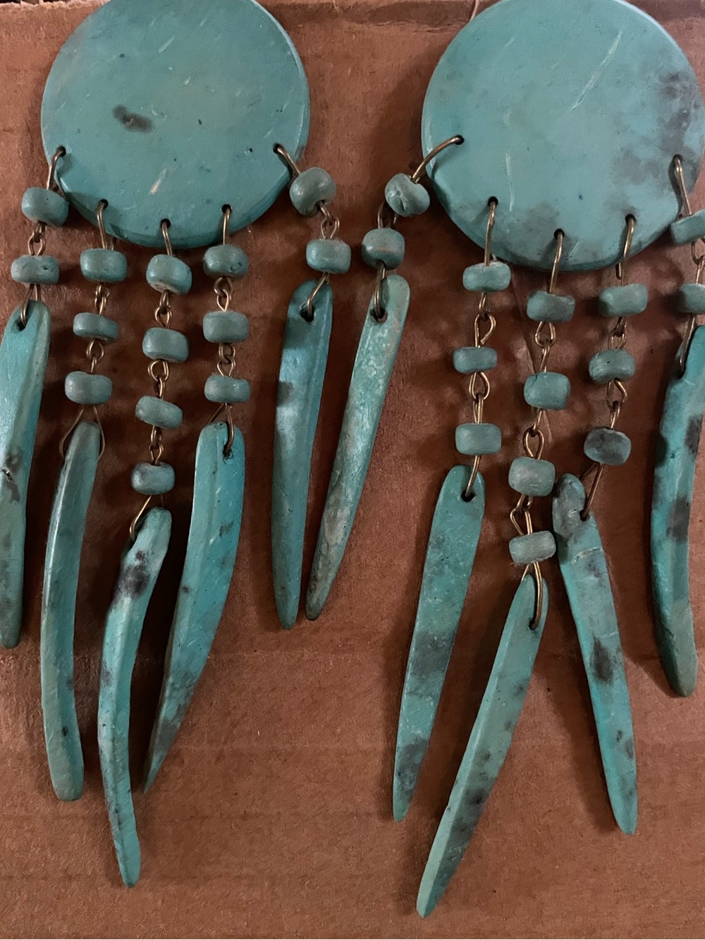 RARE VINTAGE Turquoise Dangle Statement Earrings - Women Jewelry